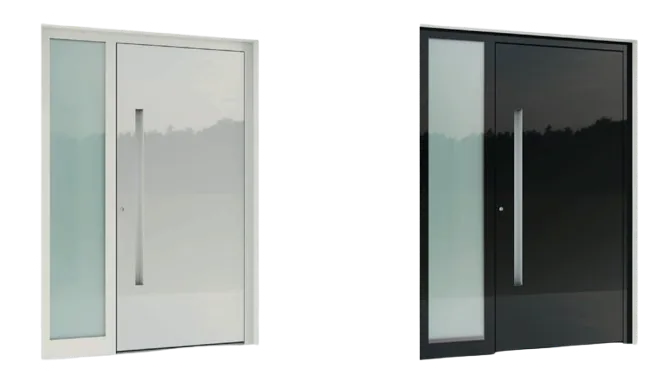 Aluminium-Haustür mit Glas-Seitenteil und Isolierglas