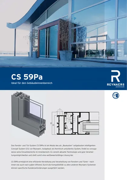 Titelseite der deutschen Reynaers ConceptSystem 59Pa Produktbroschüre