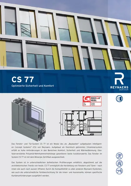 Titelseite der deutschen Reynaers ConceptSystem 77 Produktbroschüre