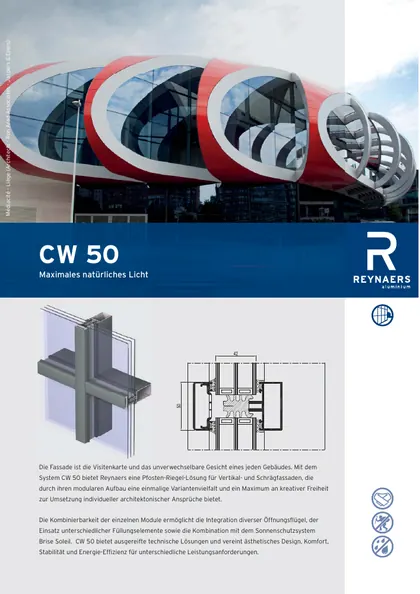 Titelseite der deutschen Reynaers ConceptWall 50 Produktbroschüre