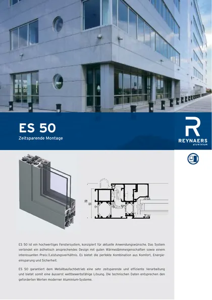 Titelseite der deutschen Reynaers EcoSystem 50 Produktbroschüre