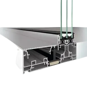 Profilquerschnitt der Schüco ASE 67 PD Panorama-Design-Glasschiebetür