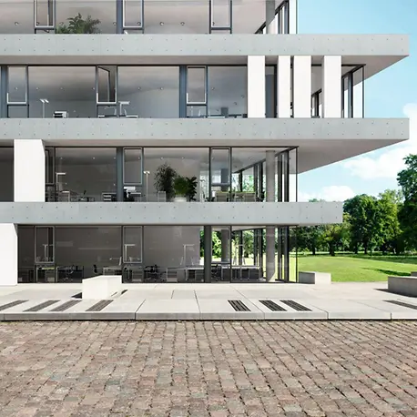Moderne Wohnarchitektur mit großformatigen Schüco Aluminiumfenstersystemen